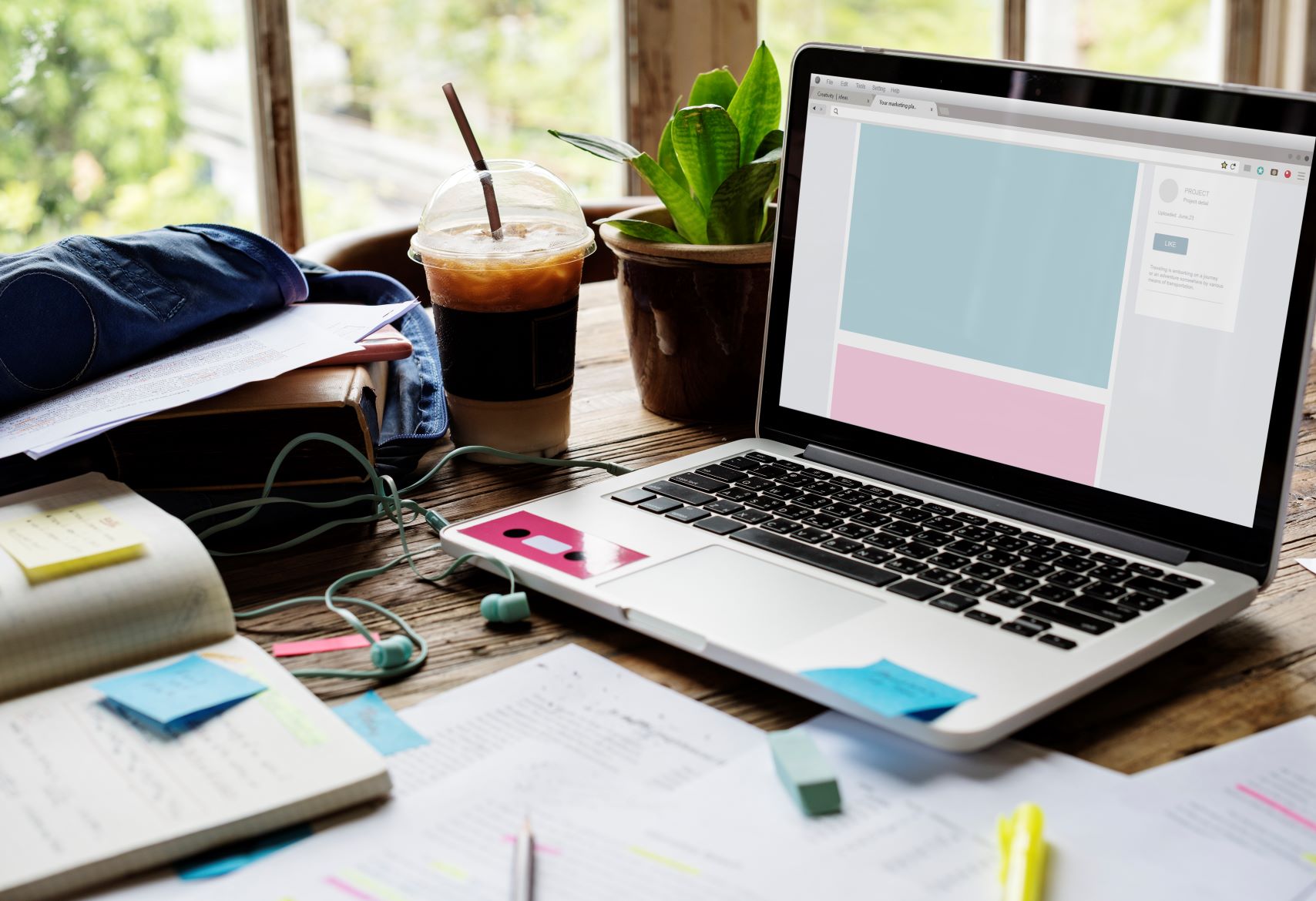 webpage development on laptop